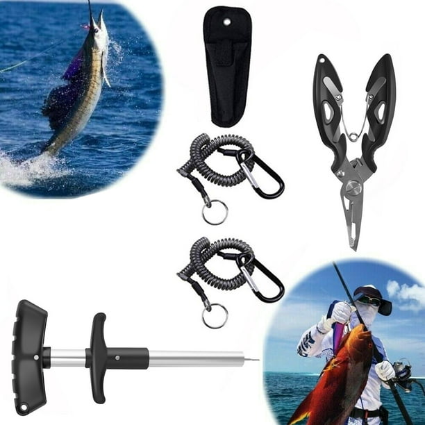 Fishing Pliers Scissors Cutter Fish Lip Grip Gripper Hook Remover Tool Set Kit 